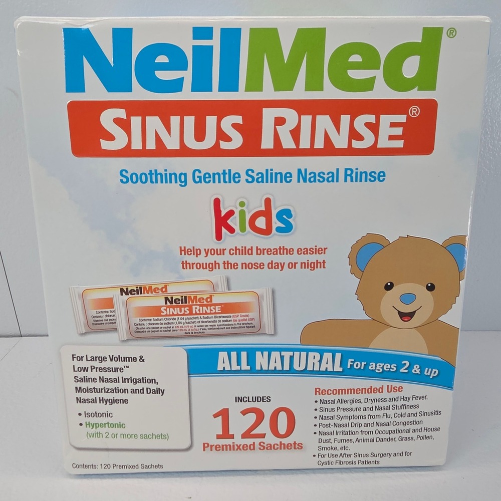 NeilMed Sinus Nasal Rinse Kids Soothing Saline 120‎ Premixed Sachets Ages 2+